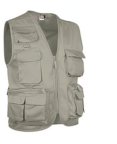 Genérico Chaleco Multibolsillos Transpirable Safari | Ideal para Trabajo, Aventura | Sarga Resistente y Confortable | Muchos Bolsillos = 9 (Talla XXL, Color Beige Arena)