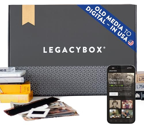 Legacybox 3 Items | Transfer Old Media to Digital | VHS to Digital Converter | Photo Scanner, Slides and Negatives | Camcorder Tapes, Film Reels, Audio Cassettes | Cloud, USB, or DVD