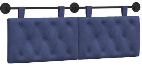 SooIarix Hängande framsida, polisblå sammet, väggmonterad, 150 x 55 x 7 cm, vadderat huvudgavel för säng, mångsidig som väggkudde och väggdyna, självhäftande, perfekt för sovrum och barnrum