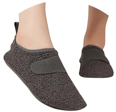 Tofflor dam varmt fodrade lammskinn, inomhusskor, träningsskor, lätta, halkfria, sportskor, slip-skor, unisex, fritidsskor, tygskor, bekväma sneakers, promenadskor, gymskor, Mörkgrå, 43 EU