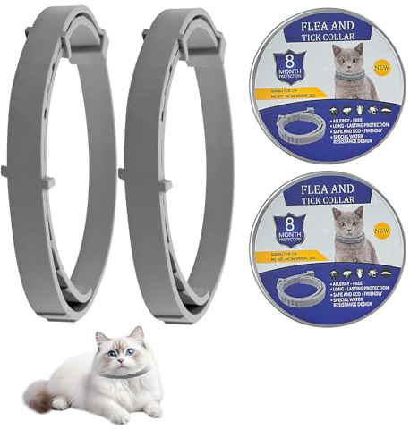 Cat Flea Collars, 2pcs Adjustable Waterproof Collars for Kittens, 38cm