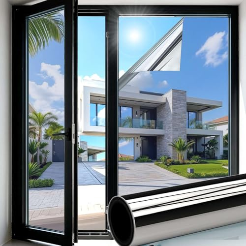 Folizent(44.5x200cm) Silver one way reflective window film mirror film heat reflective uv window film sun blocker window privacy anti glare