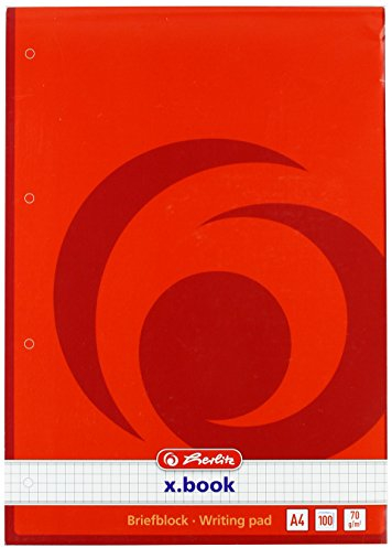 Herlitz 733436 Briefpapierblock A4 100 kariert perforiert, rot