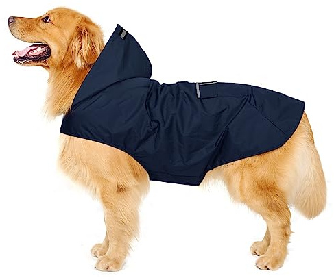 Imperméable pour Chien Zellar avec Capuchon, imperméable pour Chien 100% étanche ultraléger et aéré avec Bandes réfléchissantes pour Chiens Moyens à Grands(6XL, Bleu)