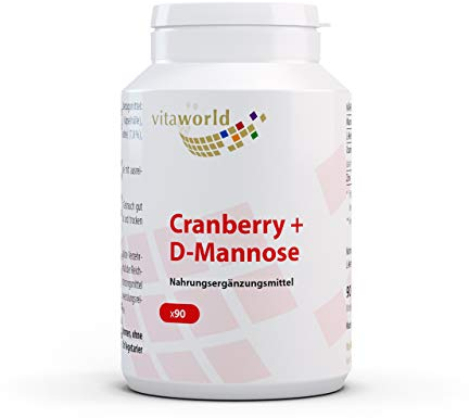 3er Pack Vita World D-Mannose plus L-Methionin und Cranberry Mannose 3 x 90 Kapseln Vegan Deutsche Apotheker-Herstellung