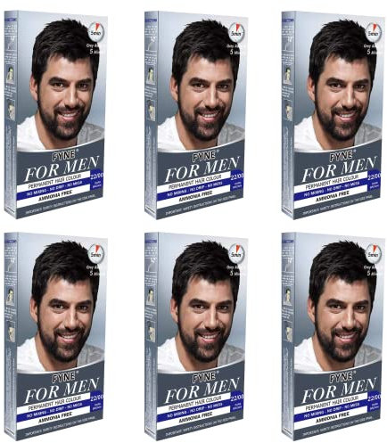 FYNE - Dark Brown Permanent Hair Colour, Natural-Look Hair Dye | Pack of 6 | Grey Hair Colouring for Men with Comb Applicator Included | No Mixing Ready to Apply | Ammonia and Cruelty-Free