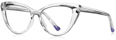kachawoo Gafas de bloqueo de luz azul para mujer, marco de gafas de ojo de gato TR90, gafas de moda, Transaprent, Large