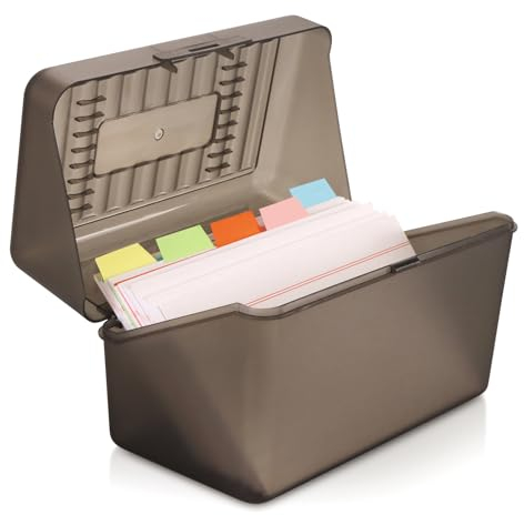 seOSTO Karteikarten Box A7 A8, Lernkarteibox, Karteikasten inkl. 10 Tabs und 100 Lernkarten, Karteibox für 300 Karteikarten,in der praktischen Lernbox für Unterwegs Vokabel Lernen