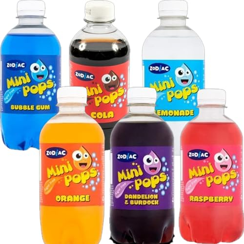 Random Mixed Zodiacc SUGAR FREE Bubblegum, Colla, Lemonade, Orangeade, Dandelion & Burdock & Raspberryade Mini Pops 330ml (30 Mixed)