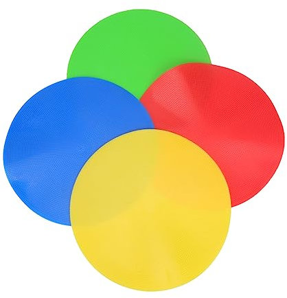 WOONEKY 4stücke Fußball-markerschale Aus PVC Wiederverwendbar Für Drinnen Und Draußen Mit Runder Platte in Gelb Rot Blau Für Fußball-trainingsmarker Und Sport-punktmarkierungen