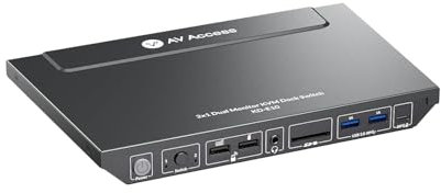 AV Access Docking Station, KVM Switch for Laptop & Desktop | 100W Charging, 4K@60Hz Dual Monitor HDMI, 3xUSB 3.0, USB-C, 1G Ethernet, EDID Support, SD, 3.5mm AUX Audio | Fast Switch 2 Computers