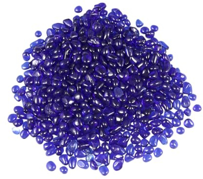 COSMEVIVI 500g Grava De Vidrio Colorida para Acuarios y Decoración Cristales De Vidrio Estilo Azul Oscuro