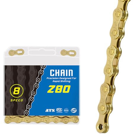 HOUSON Edelstahl Fahrradkette 116 Glieder 1/2 x 11/128 Inch für Kettenschloss Road Mountain Bike Rennrad Sport Fahrrad 6/7/8/18/21/24-fach