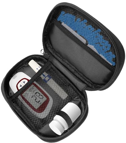 JDVBDNK Diabetes leveransfodral, diabetes organisering bärväska, diabetes testkit fodral, bärbar blodsockermätare förvaringsväska, diabetes resväska glucometer kit blodsocker monitor fodral