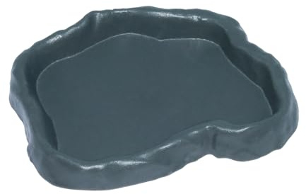 Uotyle Plastic Reptile Water Bowl Tortoise Accessories, Terrarium Decor Bowls for Lizard Snake Other Reptiles Feeding Dish (Dark Green, M: 15.5x12x2cm)