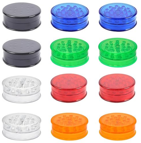 JOAASU 12 Pack Herb Grinder for Manual, Plastic Herb Grinders, Spice Grinder with Magnetic Lid, 2.3in, 60mm Magnetic Shark Teeth, Compact Travel Grinders for Kitchen & Outdoor