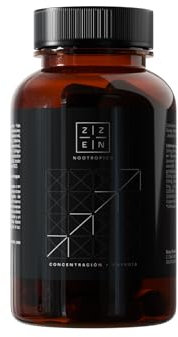 ZZEN FOCUS Nootrópico Natural – Nootropicos Memoria y Concentracion – Pastillas Concentracion Estudiar - Cafeina, L Teanina, Bacopa Monnieri, Ginkgo Biloba, Rhodiola, Vitaminas - 60 Cápsulas Veganas