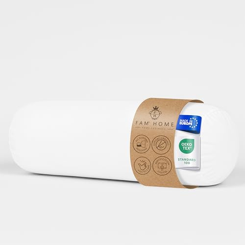 FAM Home Traversin 90 cm 1 pcs - Oreiller Traversin 21 x 90 - Polochon 90 cm pour 2 Personnes Orthopédique Respirant Lavable Fibres Creuses en Polyester Recyclé qualité hôtelière Douce