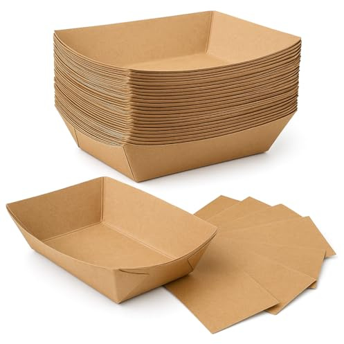 Ruthy’s Outlet Paper Food Trays Disposable Paper Boat, Kraft Serving Boats, Food Holder Trays for Snacks French Fries Nachos Hot Dog Tacos BBQ Party & Concessions (1000, 5 lb)