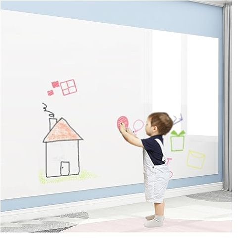 IYUESQ Papel de Pizarra Autoadhesivo, Rollo de Pegatinas de Pared de adsorción electrostática de borrado en seco, Papel Tapiz para Tablero de Mensajes para la Escuela, la Oficina, el Hog