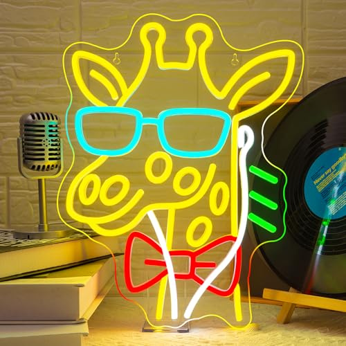 Horseneon giraff headset neon skylt musik hörlurar neon skylt för vägg musik LED-skylt dimbara djur neonskyltar neonljus för sovrum musik studio bar musikparty levande musik dekor