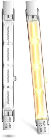 R7s Halogen Bulb 118mm, 160W Dimmable, 2000LM Security Light, Warm White 2700K, Energy Saving Tungsten Linear Floodlight, 2-Pack