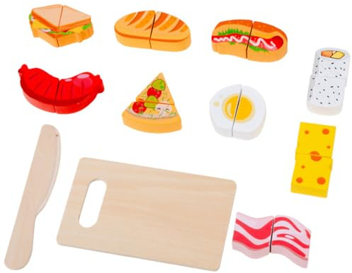 THQAE dinette en bois Aliments dinette Enfant en Bois, Jouet Cuisine Enfant, Accessoires Cuisine Enfant Bois avec Couper, Jouet Cuisine éducatif pour garçons et Filles dès 2-3 Ans