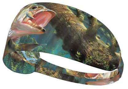 Diadema elástica con estampado de peces para natación, diademas deportivas, perfectas para correr, ciclismo, yoga y mucho más