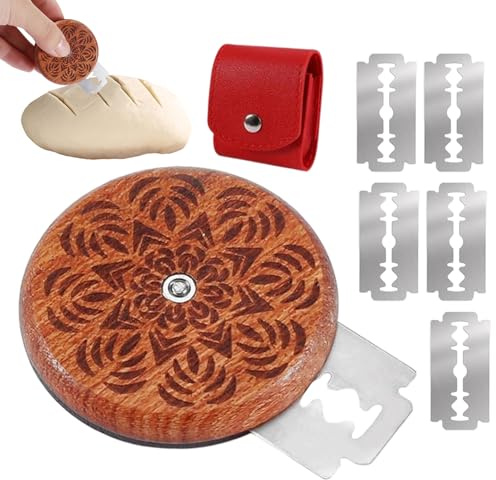 Niktule Cuchilla Lámina para Cortar Pan | Cuchilla Lame con Mango de Madera Ergónomico - Herramienta Segura Para Marcar Pan,Para Panaderos Y Principiantes, Para Cortar Y Rebanar En La Cocina,