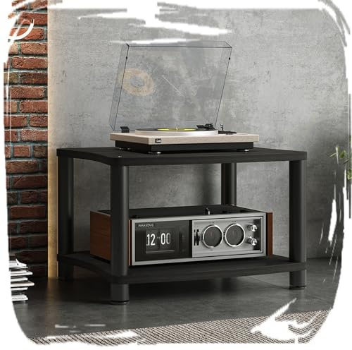 Media Stereo Skåp Stativ Skivspelare Stativ Av Media Stativ Trä Ljudskåp Hifi Förstärkarställ 1 2 3 4 Nivåer Mediakonsolställ För Hemmabio(Svart - 2 Nivåer - 60 X 48 X 43 Cm)