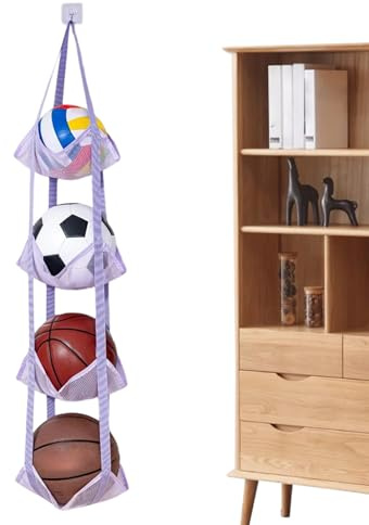 Soporte de bolas - Multicapa Vertical Montado en la Pared | Almacenamiento de bolas Organizador Puerta,para Baloncesto Voleibol Peluche Sala Dormitorio Puerta