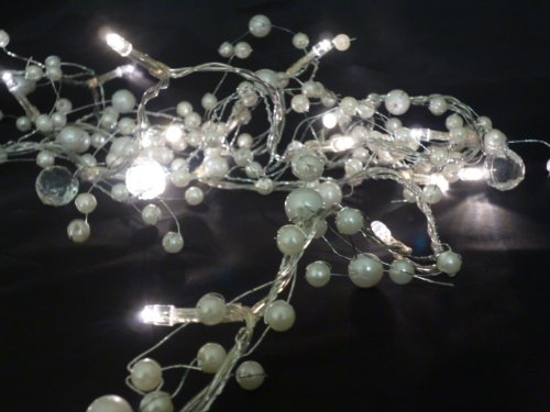Christmas Concepts® 2M Beaded Garland 20 Warm White LED Lights (Pearl)