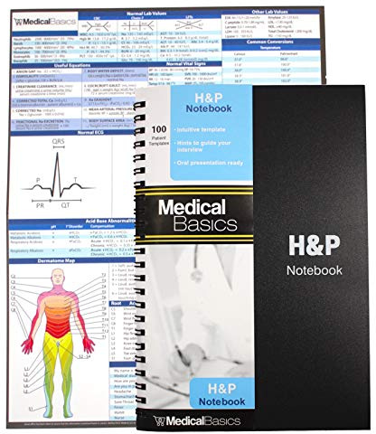 H&P notebook - Medical History and Physical notebook, 100 medical templates with perforations