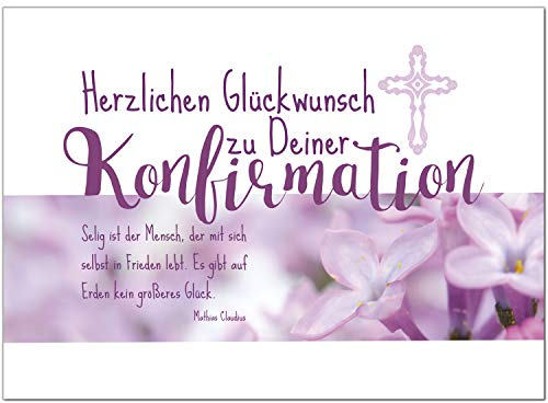 Einladungskarten Manufaktur Hamburg Glückwunschkarte Konfirmation mit Umschlag/Für Mädchen Rosa - Lila/Konfirmationskarten/Karte für Glückwünsche/Feier