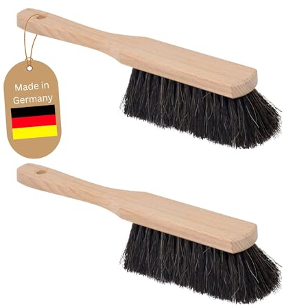 Novaliv 2 Stück ROSSHAAR Handfeger Auto Besen weiche Borsten Handbesen Rosshaar Handfeger Klein Besenbürste Schneebesen Auto Rosshaarbesen Naturborsten Hand Brush Autohandfeger Weich Handkehrbesen