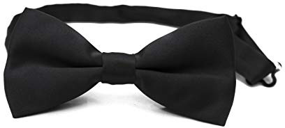 Classic Mens Womens Clip-On Banded Bow Tie Pre Tied Plain Dickie Bowtie (Black)