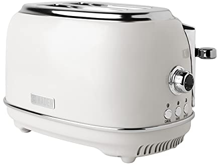 Haden Heritage 2-Slice Wide-Slot Toaster, Stainless-Steel Bread Toaster with Adjustable Browning Control, Non-Slip Feet & Crumb Tray, Ivory & Chrome