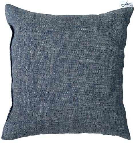 Körsbärskärnkudde, ekologisk värmekudde, handgjord i Tyskland – värme- och kylbehandling – massageterapi – värmekudde (30 x 30 cm, linne blå melerad)