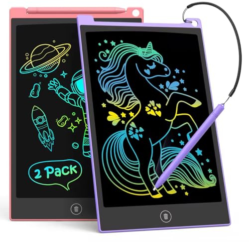 TECJOE 2-Pack LCD Schreibtablett, 10-Zoll buntes Doodle Board für Kinder, elektronische Zeichnung Tablet Zeichnung Pads, Geschenke für 3–6-Jährige (Rosa und Violett)