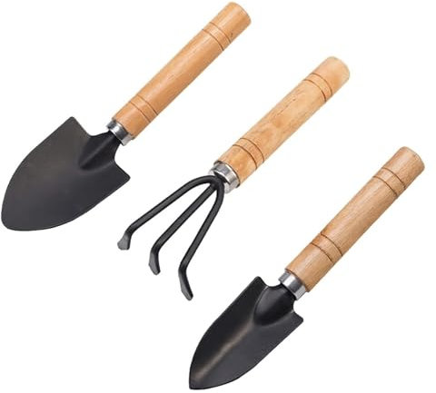 Juego de paleta de herramientas de jardín, tenedor de jardín, paleta de jardín, 3 piezas, mini pala de jardín, rastrillo, paleta, pala, juego de herramientas de bonsái de jardín portátil for flores, p
