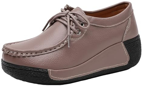 rismart Donna Formale Piattaforma Nascosto Tacco Cuneo Scamosciato Sneaker Scarpe Cameo Pelle,35 EU