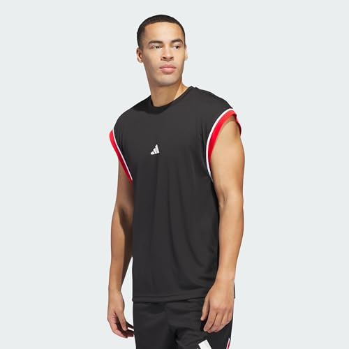 Adidas Herren Adidas Basketball All World Sleeveless Tank, Black/Red, M