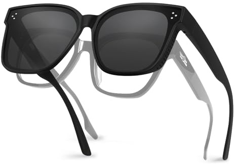 Hifot Occhiali da sole polarizzati Adattarsi su Occhiali per Chi Porta Occhiali da Vista,Lenti da Sole Sovrapponibili UV400 Occhiali da sole per Uomini Donne