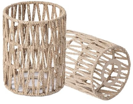 bangminda 2 Stück Boho Rattan Lampenschirm Hängelampe Stehlampe Papierlampenschirm Ersatzschirm für Korblampen Hängend Laterne Tischleuchte Lampenschirm Zubehör Hängelampenschirme