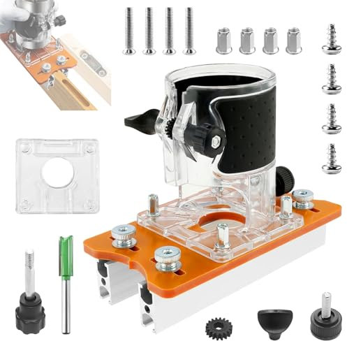 Base De Routeur à Bois,2 en1 pour défonceuse à bois,kit de support de fente pour défonceuse,plaque de base pour défonceuse de 65mm,Avec Échelle Defonceuse a Bois Plaque de Base