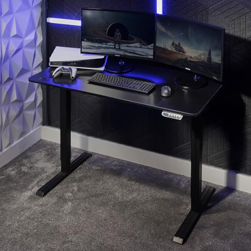 X-Rocker Ascend 120cm x 60cm, Electric Standing Gaming Desk - Large Dual Monitor, Sit to Stand Design, Height Adjustable, Sturdy Metal Frame for Adults & Kids - Black