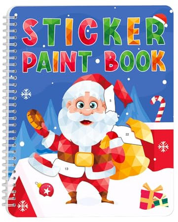 Pegatinas para colorear para niños, libro para colorear pegatinas - libros con pegatinas reutilizables sobre el tema de Navidad - juguetes de motricidad fina, actividades de aprendizaje en edad