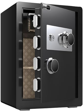 Cassaforte Combinazione di Quadranti Meccanici Cassetta Sicurezza Grande con Chiave Safe per Casa, Ufficio, Hotel(Black,60CM/24IN)
