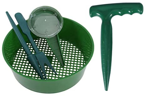 UKCOCO 5 Pezzi Kit da Giardinaggio Strumenti per Trapianto e Semina Dispenser Pratico per Aiuole e Accessori per Giardinaggio Esterno Facile da Usare
