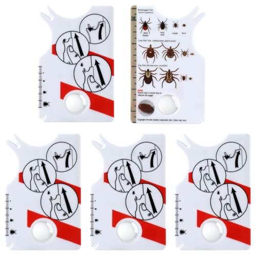 Arvoni 5 Pièces Tire Tique avec Loupe, Pince a Tique Carte pour Retirer Rapidement, Tire Tique Humain pour Enfants et Animaux, Pince a Tique pour Chien, Chat, Facile à Utiliser et à Transporter